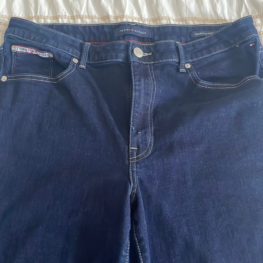 Dark washed cuffed jeans